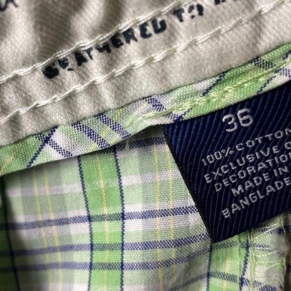 Izod Cargo‎ Shorts Men's Size 36 100% Cotton Plaid Green Adults - Picture 8 of 9